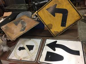lot 356 image: 4 Aluminum Signs - Some Condition - Would Clean Up Some