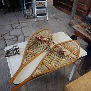 lot 37 image: Traditional Authentic Trappers Snow Shoes - with 2 traps, too