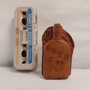 lot 20 image: Unique Custom Crafted Leather Encased Flask