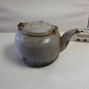 lot 63 image: 12 Diameter Enamel coated Cast Iron Kettle
