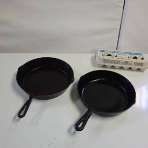 lot 65 image: #7 and #8 Cast Iron Skillets