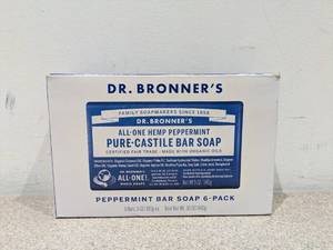 lot 65 image: NEW DR. BRONNERS PEPPERMINT BAR SOAP (6PK.)