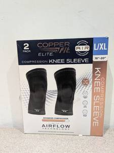 lot 76 image: NEW COPPER FIT ELITE LXL COMPRESSION KNEE SLEEVE (2PK.)