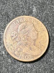 1803 SMALL DATE LARGE FRAC. US FLOWING HAIR LARGE CENT XF DETAILS