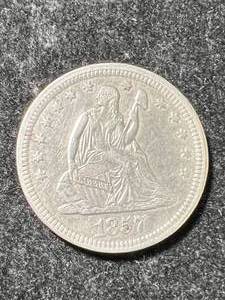 lot 19 image: 1857 US SEATED LIBERTY QUARTER AU