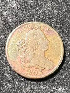 lot 20 image: 1804 US FLOWING HAIR HALF CENT VF