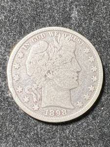lot 23 image: 1898 US BARBER HALF DOLLAR