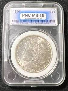 lot 33 image: 1890 US MORGAN SILVER DOLLAR PNC MS66