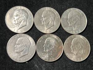 lot 64 image: GROUP OF 6 US EISENHOWER DOLLARS