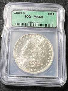 lot 65 image: 1904-O US MORGAN SILVER DOLLAR ICG MS63