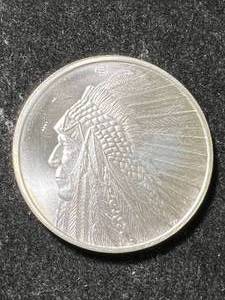 lot 66 image: 1 TROY OZ .999 FINE SILVER BUFFALO INDIAN ROUND
