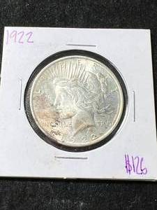 lot 69 image: 1922 US PEACE SILVER DOLLAR