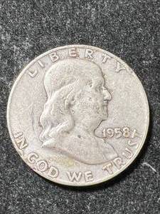 lot 70 image: 1958-D US FRANKLIN HALF DOLLAR