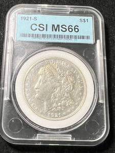 lot 87 image: 1921-S US MORGAN SILVER DOLLAR CSI MS66