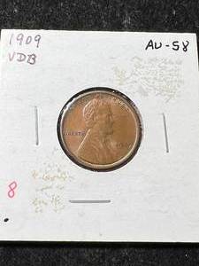 lot 90 image: 1909-VDB US WHEAT CENT AU58