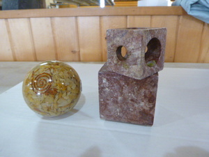 lot 71 image: Organite Sphere and Stone Candle Holder