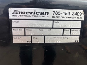 American Industrial Products 120Gallon Compressor & Dryer...LIKE NEW