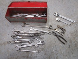 lot 132-A image: Tool Box & Misc Wrenches