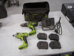 lot 127 image: Rockwell Cordless Drill & Driver wBag, Charger, Batteries