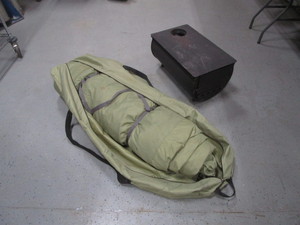 lot 300 image: Cabelas Outfitters Alakanak 12x12 Tent & Camp Chef Stove
