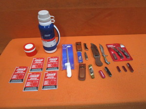 lot 352 image: Knives, Thermos, Gas Lantern Mantles