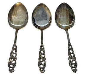 lot 9E image: Three Vintage Brdrene Mylius Tele Pattern Sterling Bon Bon Spoons