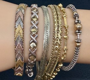 lot 37G image: Five Sterling Silver Bracelets including Two Tone Sterling Silver Bracelets