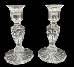 lot 24K image: Waterford Candlesticks Prentiss Pair Vintage 8 14