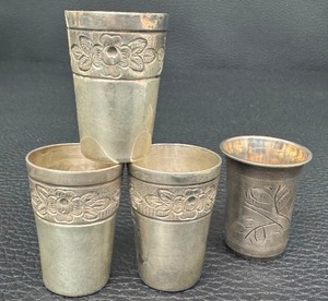 lot 21R image: Three Vintage L. Maciel Sterling Silver Shot Glasses