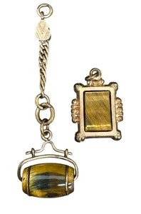 lot 14R image: Two Antique Gentlemans Watch Fobs including an Antique Double Sided Fob