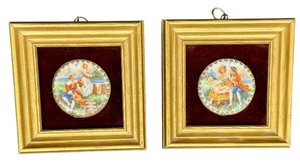 lot 13B image: Pair of Vintage Porcelain Framed Cameo Prints