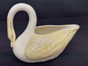 lot 21K image: Vintage Belleek Swan Figurine  Vintage Belleek Swan Creamer