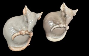 lot 18K image: Pair of Vintage Bing and Grndahl Porcelain Mice 1801 Figurines