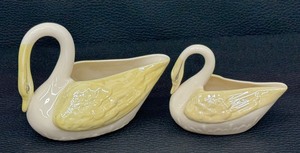 lot 16K image: Two Belleek Porcelain Swan Figurines