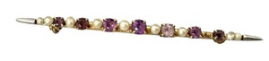 lot 8GG image: Vintage 14k Gold, Amethyst and Seed Pearl Brooch  Pin