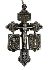 lot 50G image: Vintage Sterling Silver Pardon Crucifix wMiraculous and St. Benedict Medals