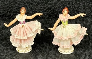 lot 126K image: Vintage Fancy Lady Figurines by Dresden
