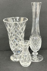 lot 96P image: Three Elegant Waterford Crystal Vases including a Waterford Kinsdale Crystal Footed Floral Vase