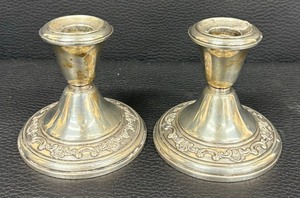 lot 52B image: Pair of Vintage Gorham Weighted Sterling Silver Candleholders