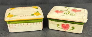 lot 49A image: Two Vintage Stangl Pottery Terra Rose Cigarette  Trinket Boxes