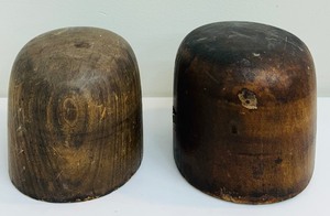 lot 71P image: Pair of Vintage Wood Hat Molds