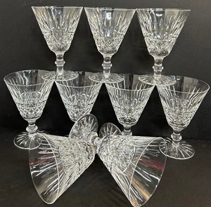 lot 51K image: Nine Vintage Waterford Tramore Brilliant Crystal Claret Glasses  Cordial Glasses