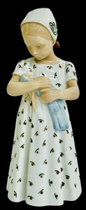 lot 73K image: Vintage B&G Denmark Bing and Grndahl #1721 Porcelain Girl Mary w Doll Figurine
