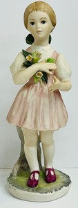 lot 77K image: Heidi Cybis Porcelain Figurine Young Girl Holding Flowers