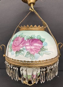 lot 76B image: Vintage Hanging Kerosene Lamp  Vintage Hanging Globe Lamp