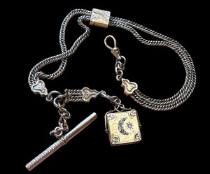 lot 18RR image: Antique Victorian F & B Gold Filled Locket Slide Fob  Antique Locket Watch Fob Chatelaine Slider