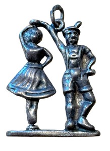 lot 72R image: Vintage German Sterling Silver (800) Twirling Man and Woman Charm