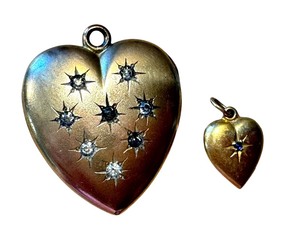 lot 68R image: Vintage W & H Co Gold Filled Locket and Tiny 14k Heart Pedant