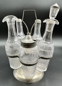 Antique EAPG Flint Glass Cruet Serving Set