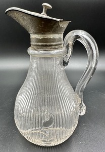 lot 59F image: Antique EAPG Flint Glass Bellflower Covered Syrup Jar